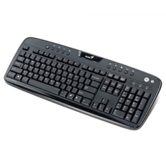 Клавиатура Genius KB220e Multimedia, USB, 12 горячих клавишей, влагоустойчивая, black