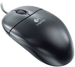 Logitech Mouse Optical Wheel Black PS/2 (Простая и доступная по цене оптическая мышь, Колесо прокрутки, Оптический датчик) OEM  